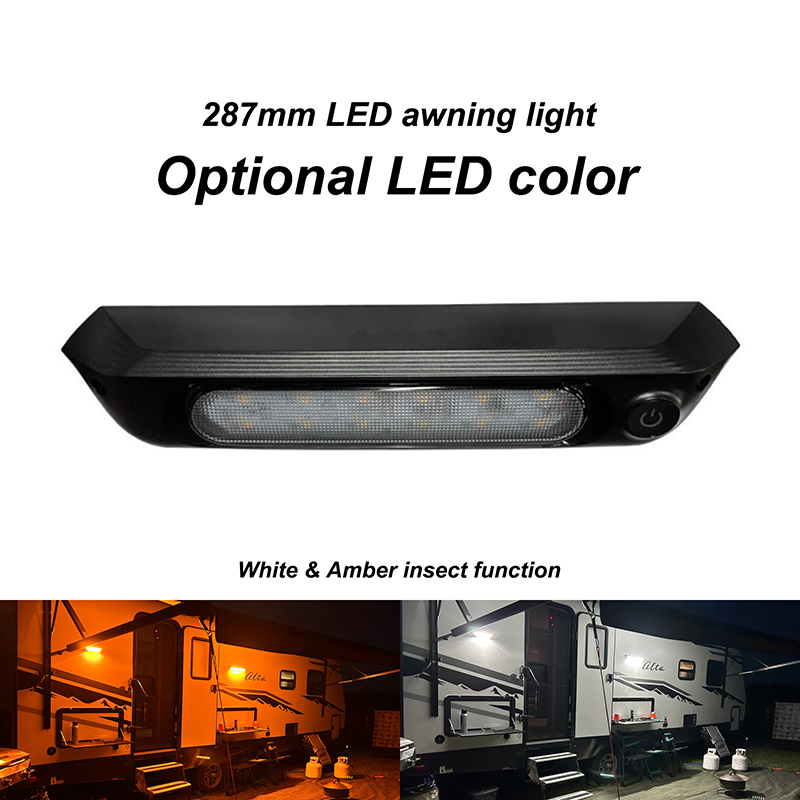 DC12-28V Dimmable RV LED Awning Porch Light, Touch Control Exterior Scene Light for Trailer Caravan Campervan Motorhome Canopy