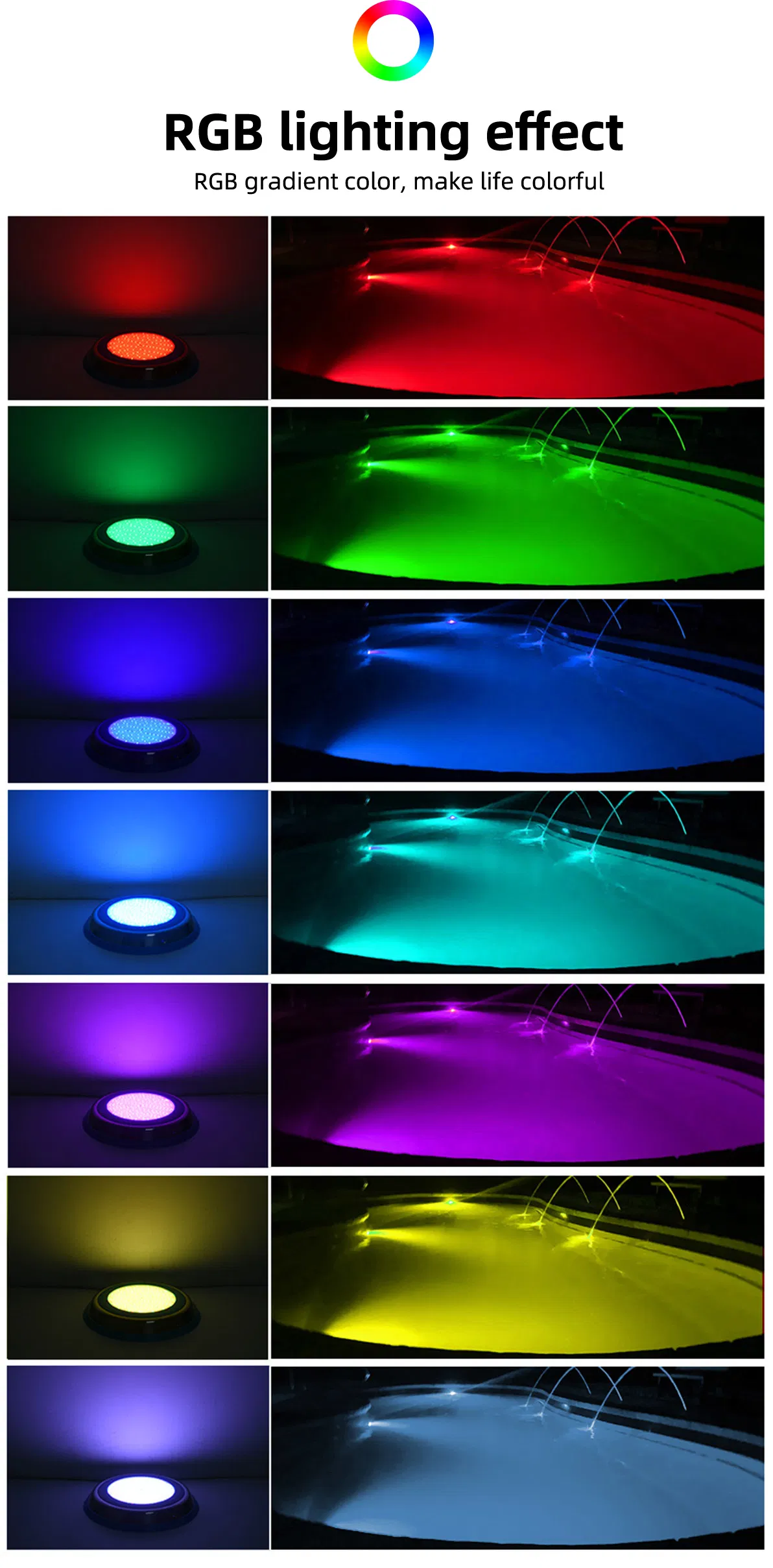 12V IP68 Waterproof RGB LED Pool Light, Energy-Efficient & Durable Underwater Lighting Swimming Pool Light Underwater LED-Light