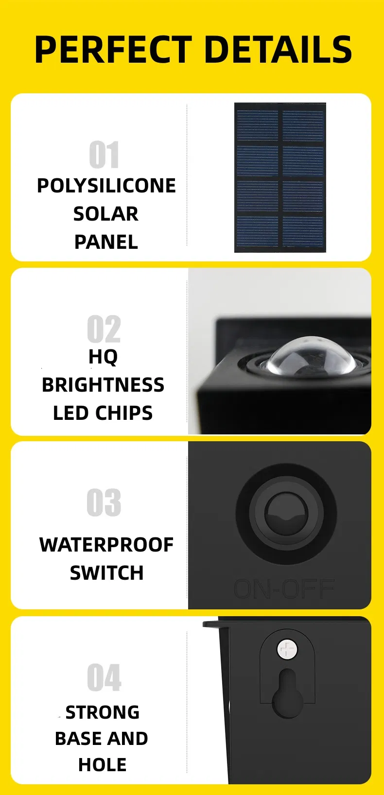 Outdoor Solar Wall Lamp IP65 Waterproof Detail Image 2
