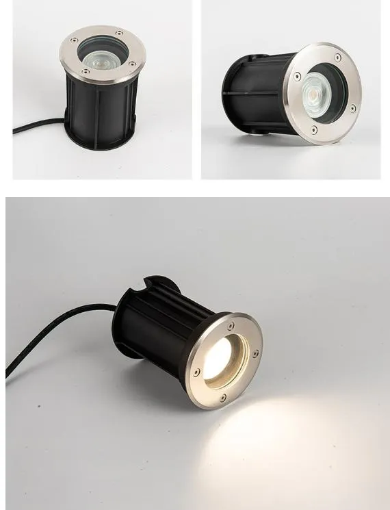 Round GU10 G5.3 MR16 IP67 Waterproof Stainless Steel Recessed Underground Inground Floor Buried Uplight Light