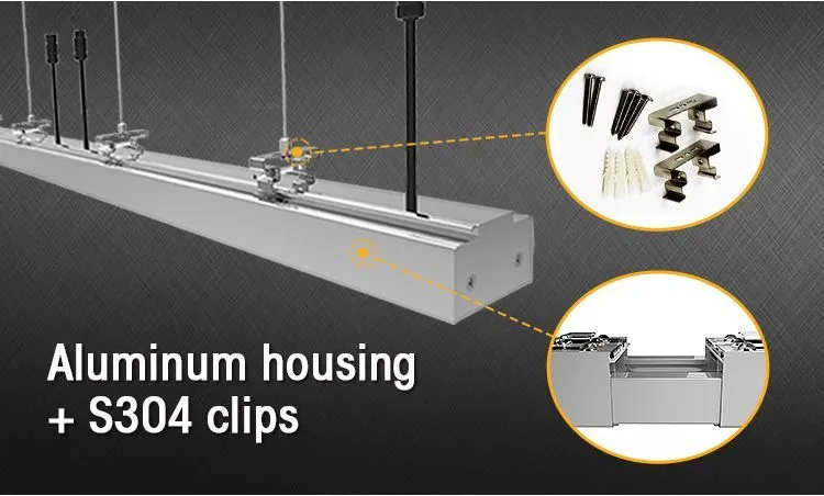 IP40 Ik09 Linear Light with Instant Seamless Connection 140lm/W Luminous Efficacy