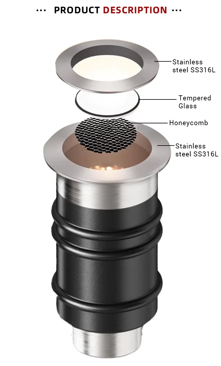 High End 316L Stainless Steel COB LED Mini Park Garden Recessed Mounted Inground Underground Buried Light