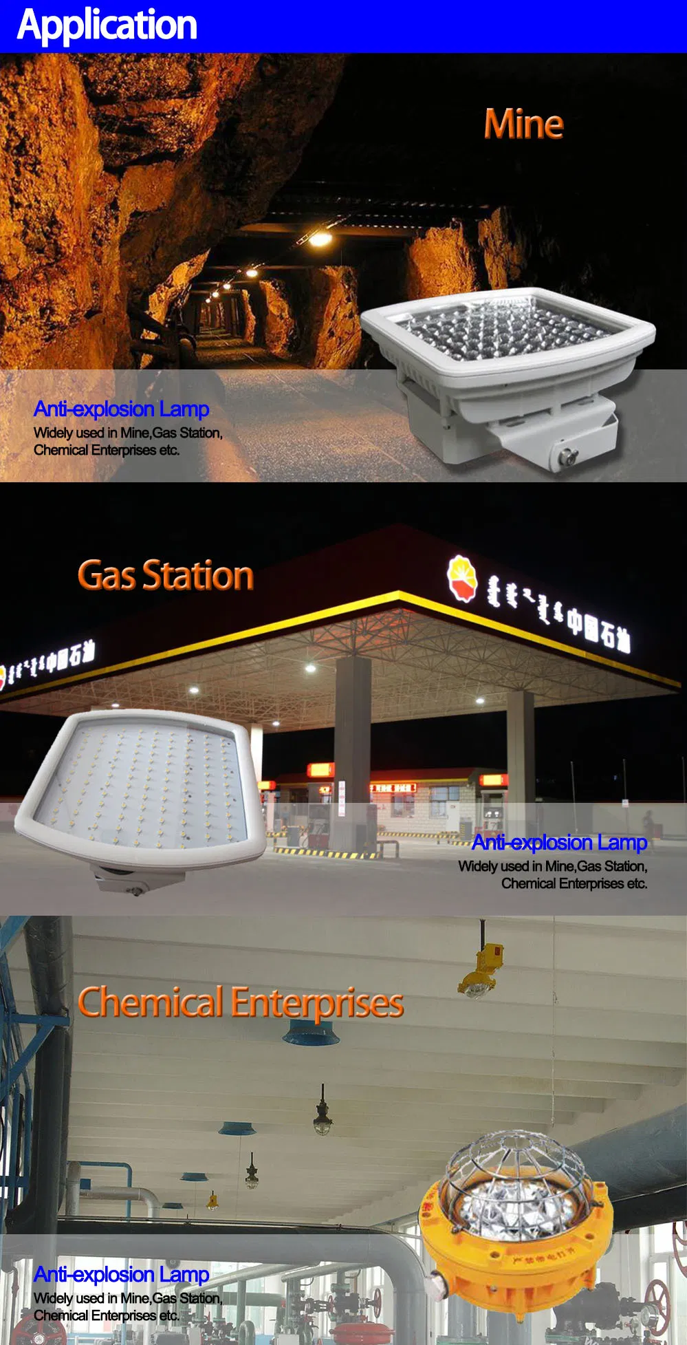 IP66 ATEX CE Certification Waterproof 100W 200W LED Explosion-Proof Light