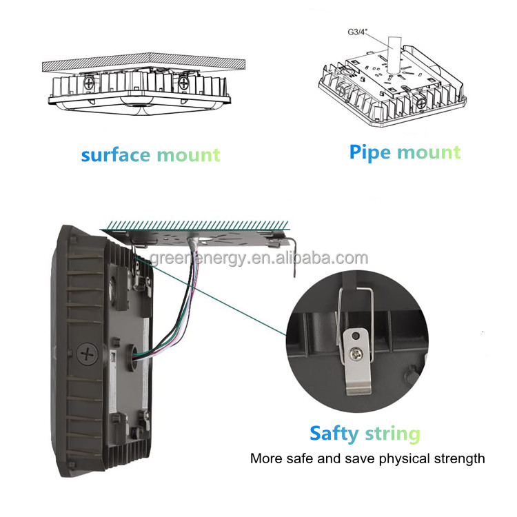LED Canopy Light Outdoor 40w 60w 80w 3 watt 3 cct select ETL Exterior Fixture Surface pole mount for Parking Garage Gas Station