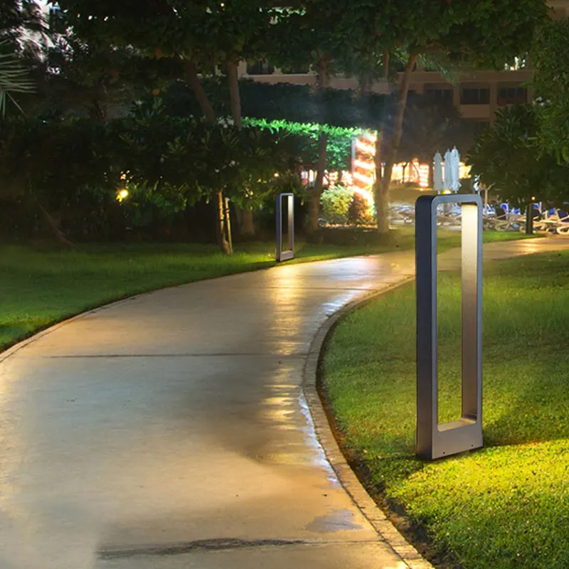 IP65 Waterproof AC Powered Led Garden Lawn Lamp Modern Aluminum Pillar Outdoor Courtyard Landscape Bollards Light