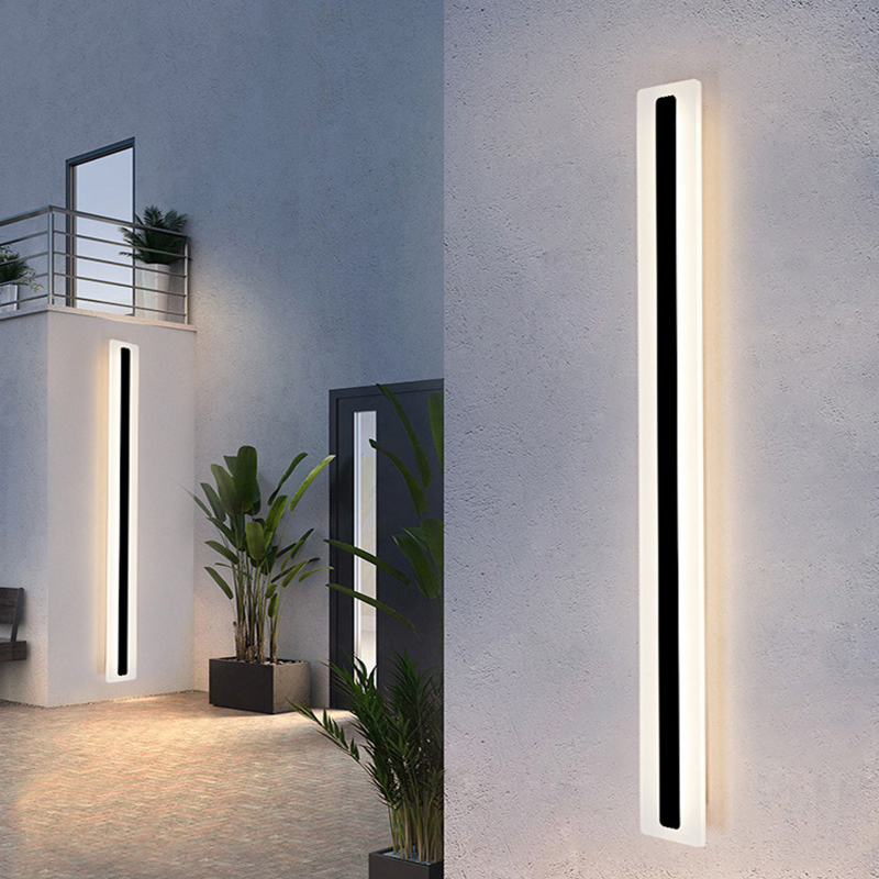 110V 220V Modern Decoration Outdoor Exterior Linear Strip Wall Lamp Outside Sconce LED Long Wall Light