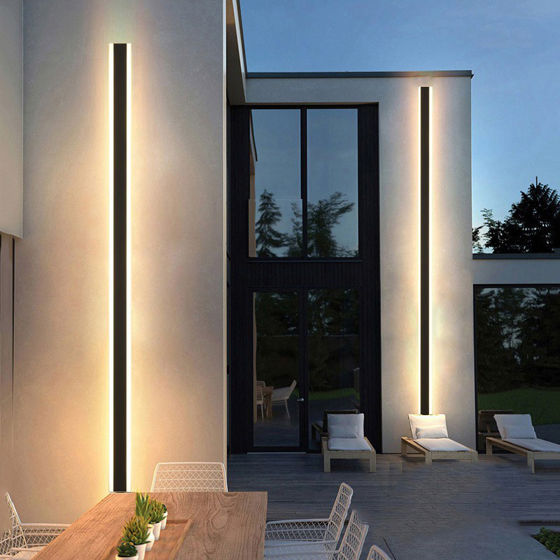 110V 220V Modern Decoration Outdoor Exterior Linear Strip Wall Lamp Outside Sconce LED Long Wall Light