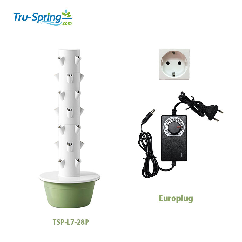 TSP-L7-28P-EU Hydroponic Grow Tower Aeroponic Eco-Friendly Food Grade Material With Pump For Home And Commercial Use