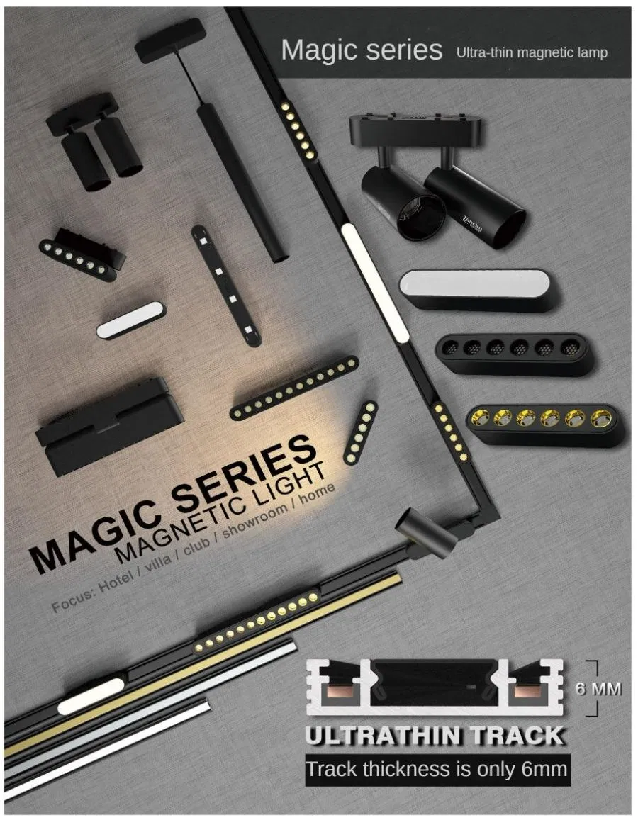 Commercial Home Lighting Ultra-Thin Magnetic Track Light 48V 10W Energy Saving Smart LED Light