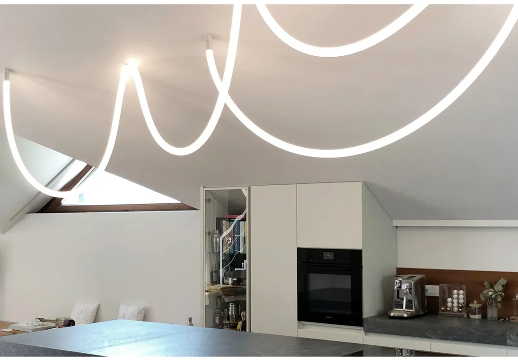Silicone Flexible DC48V LED Magnetic Track Light Neon Flex Chandelier Pendant Light