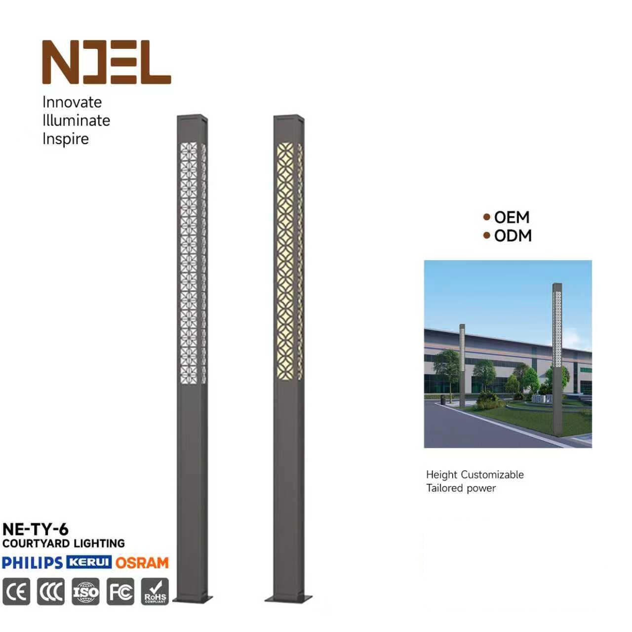 Solar Waterproof IP65 LED Bollard Post Light Die-cast Aluminum Dimmable 5-Year Warranty 120 Beam Angle 5000K/6000K Garden