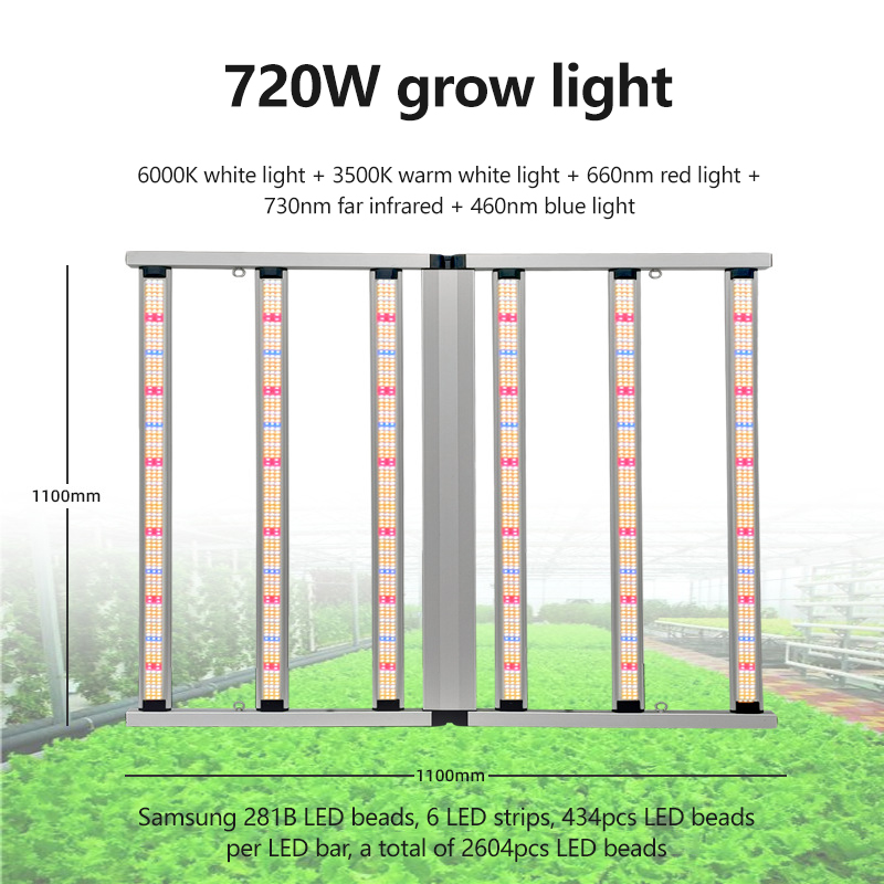720W LED Full Spectrum Dimmable High Power Plant Light PVC Body for Indoor Greenhouse Green Plant Bloom Green Plant Lighting