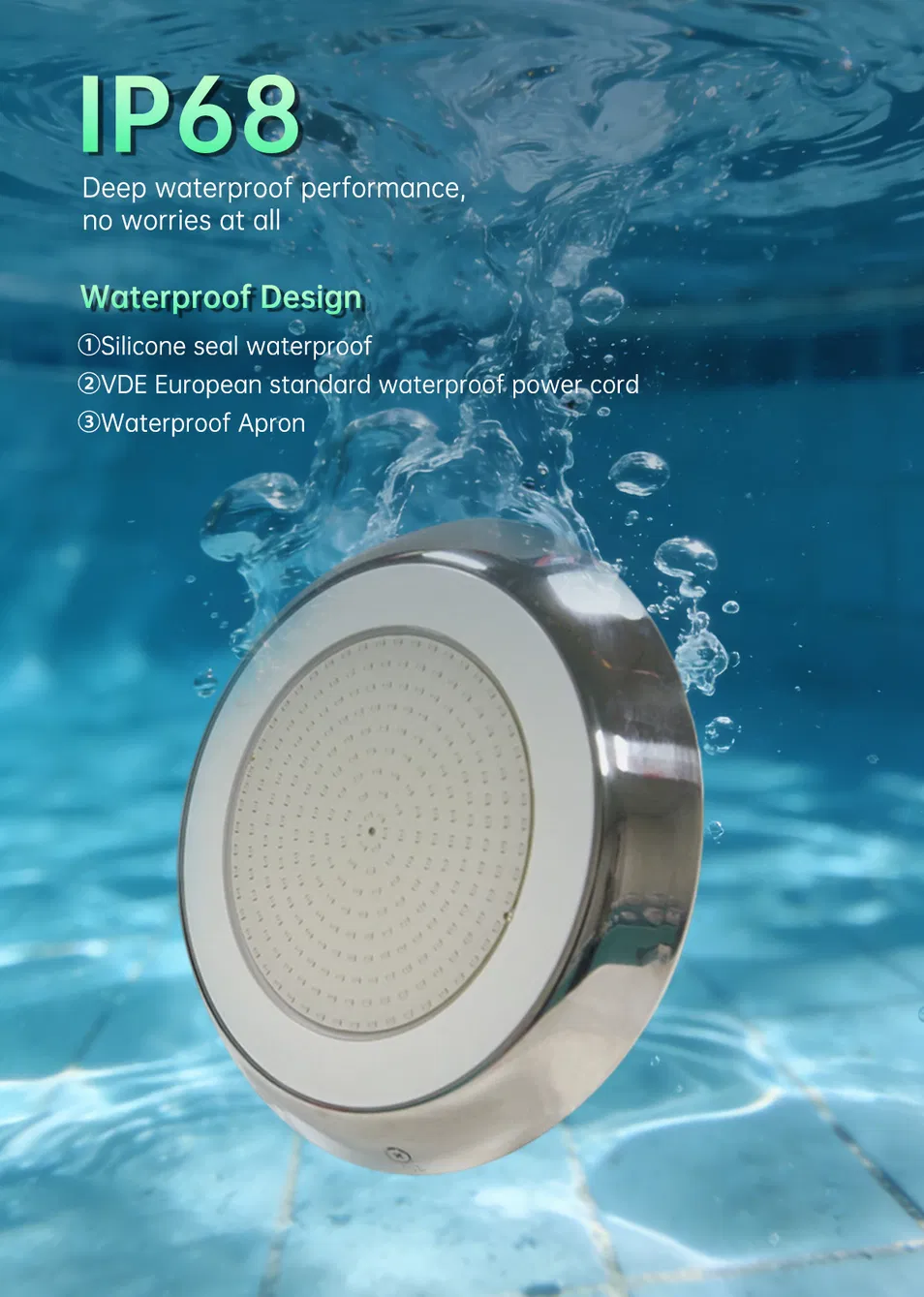 12V IP68 Waterproof RGB LED Pool Light, Energy-Efficient & Durable Underwater Lighting Swimming Pool Light Underwater LED-Light
