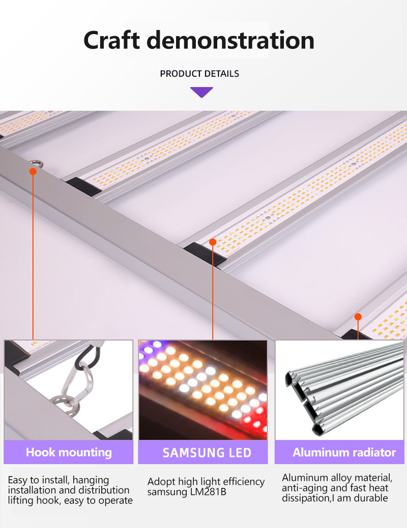 720W LED Full Spectrum Dimmable High Power Plant Light PVC Body for Indoor Greenhouse Green Plant Bloom Green Plant Lighting