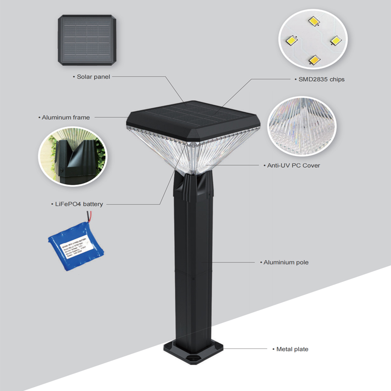 Solar Garden Light Charging Battery IP65 Waterproof Yard Park Bollard Light Road Decoration Outdoor Lawn Landscape Lights