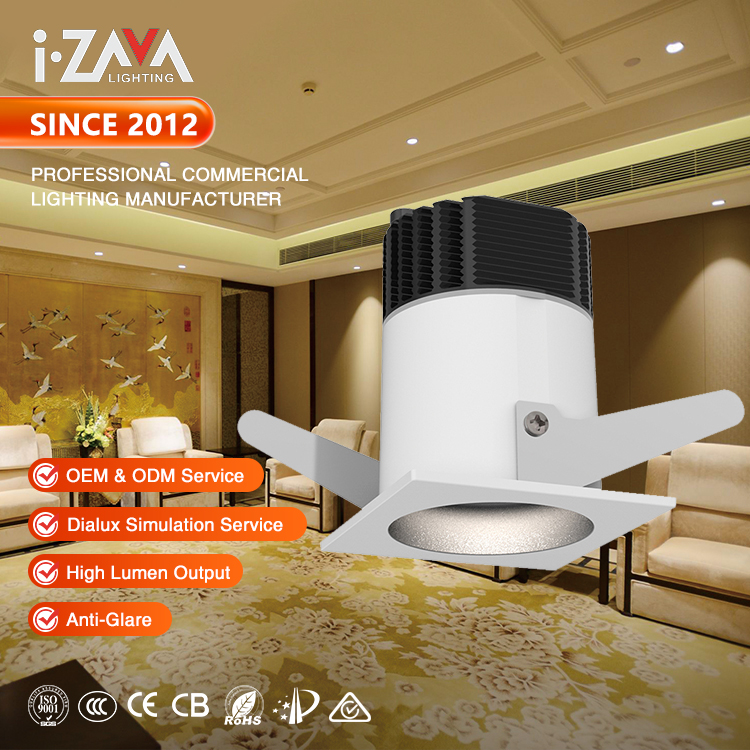 Commercial Indoor Modern Aluminum Decorative Anti-Glare IP44 10W/12W Ceiling Recessed LED Spotlight