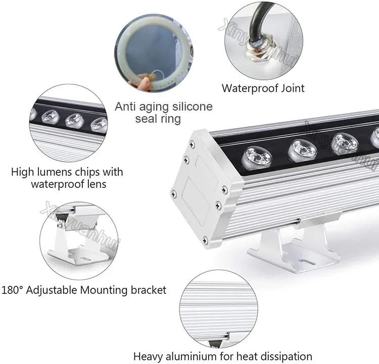 Outdoor Landscape IP67 Remote Control 12/24V DMX RGB LED Wall Washer Light