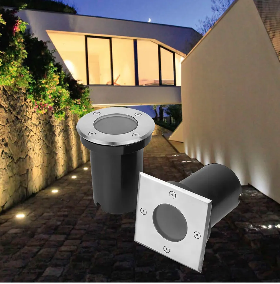 Round GU10 G5.3 MR16 IP67 Waterproof Stainless Steel Recessed Underground Inground Floor Buried Uplight Light