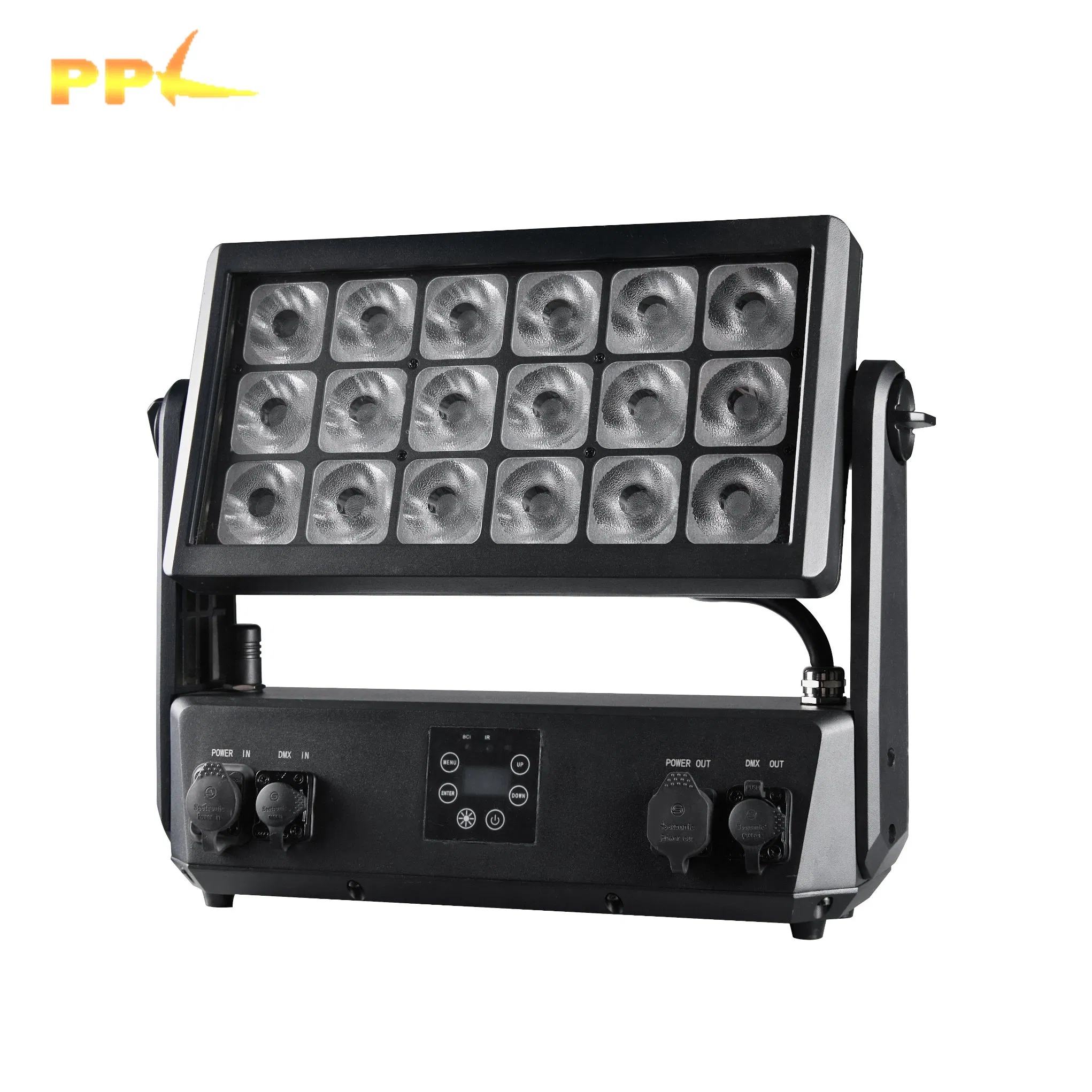 2025new DMX51 18PCS*18W Rgbwauv Battery Powered &Wireless Waterproof DJ Wedding Stage City Wall Washer Outdoor Wash Flood Light