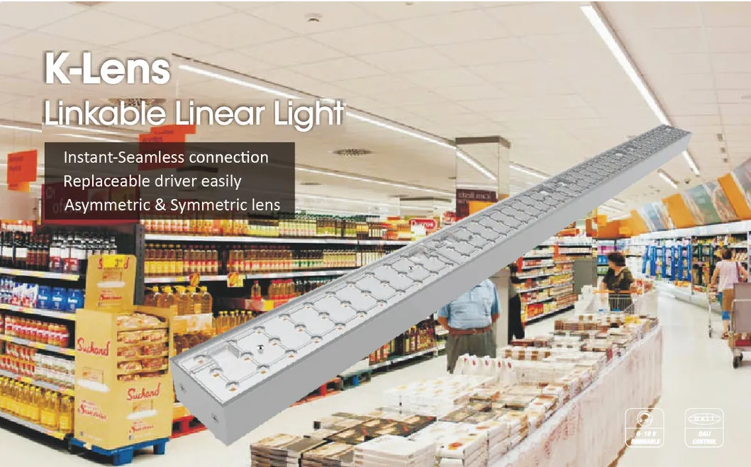 IP40 Ik09 Linear Light with Instant Seamless Connection 140lm/W Luminous Efficacy