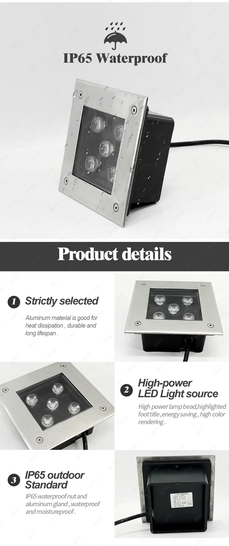 Aluminum Pathway Landscape Step Lamp Square Underground Light LED Inground Light