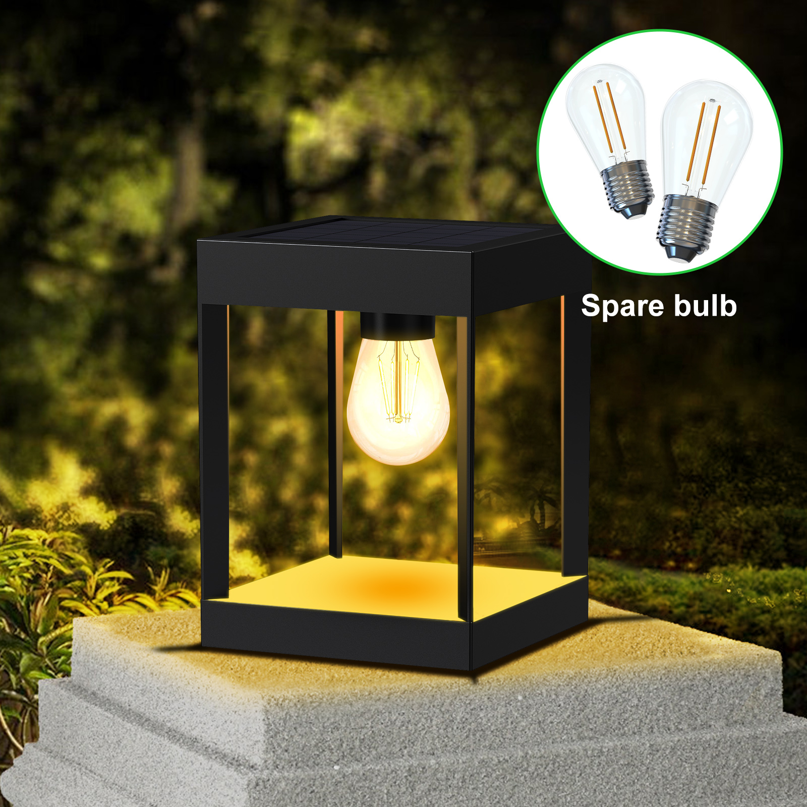 Intelamp Waterproof Outdoor Stake Solar Garden Post Lights Decorative Pathway Lawn Lamps Bollard Light