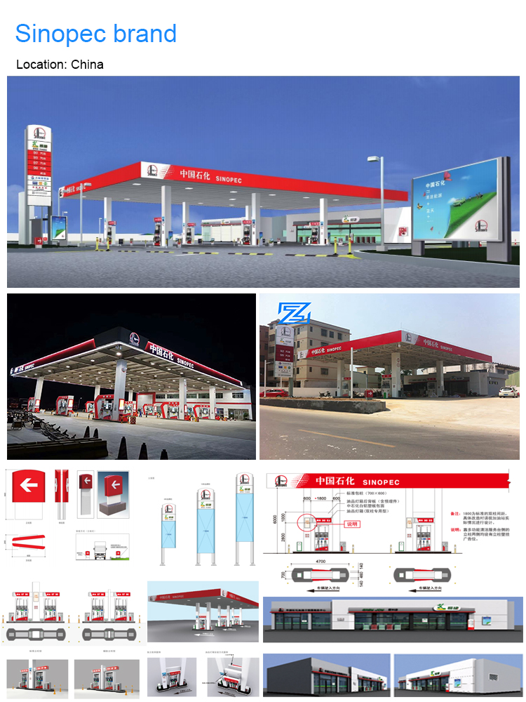 Wholesale Custom-made Stainless Steel Canopy LED Light Source 8-Year Lifespan Design Install Service for Gas Station Pylon Sign