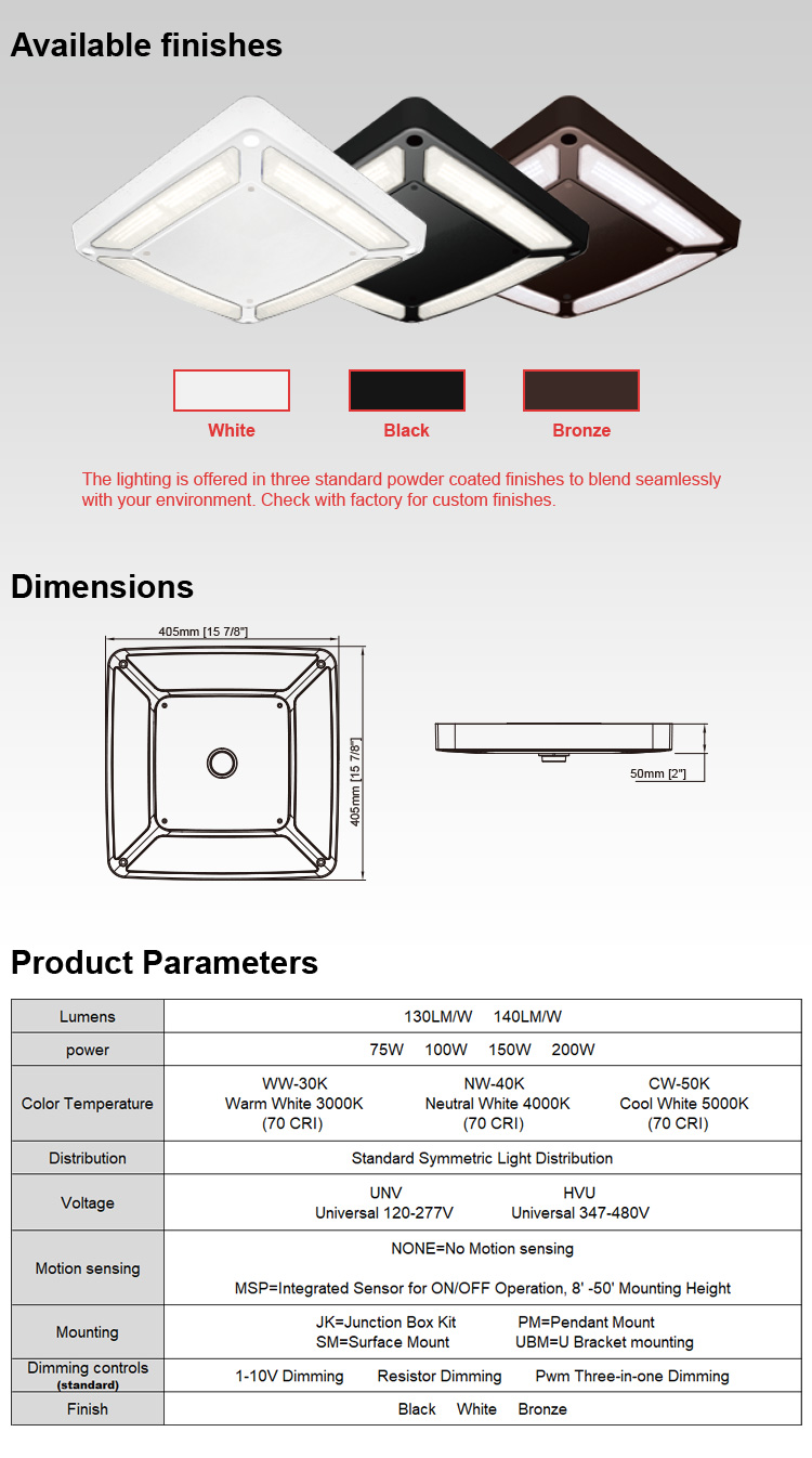 ETL Certificate 150w 200W Gas Station Smd Retrofit 100w Led Canopy Light for Petroleum Use Motion Sensor Led IP65 Light