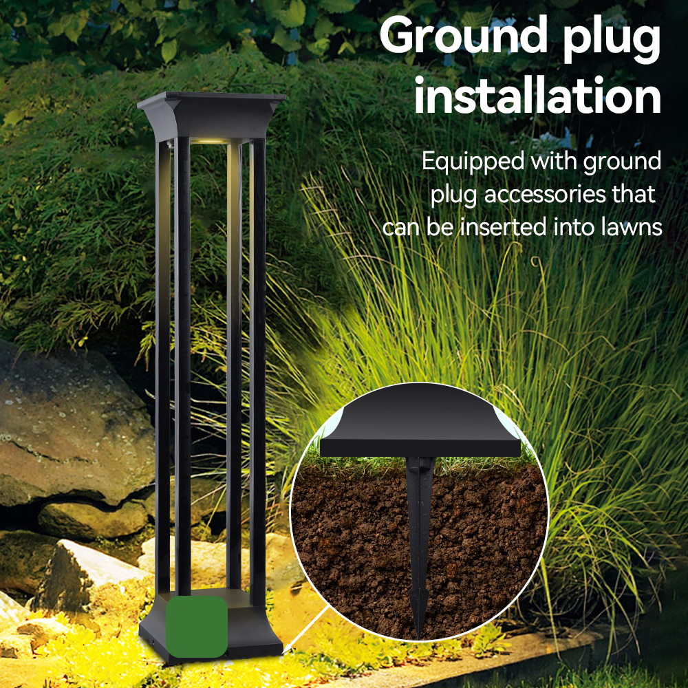 NEW Solar Lawn Light Outdoor Pathway Garden Lamp LED Bollard Yard Security Landscape Lighting Pathway Waterproof IP65 1W 3000K