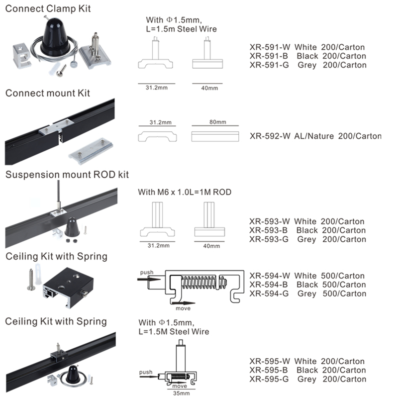 Modern Aluminum Alloy LED Spotlight Track Lighting System with Spring Connect 3-Circuit Magnetic Mount for Office Use
