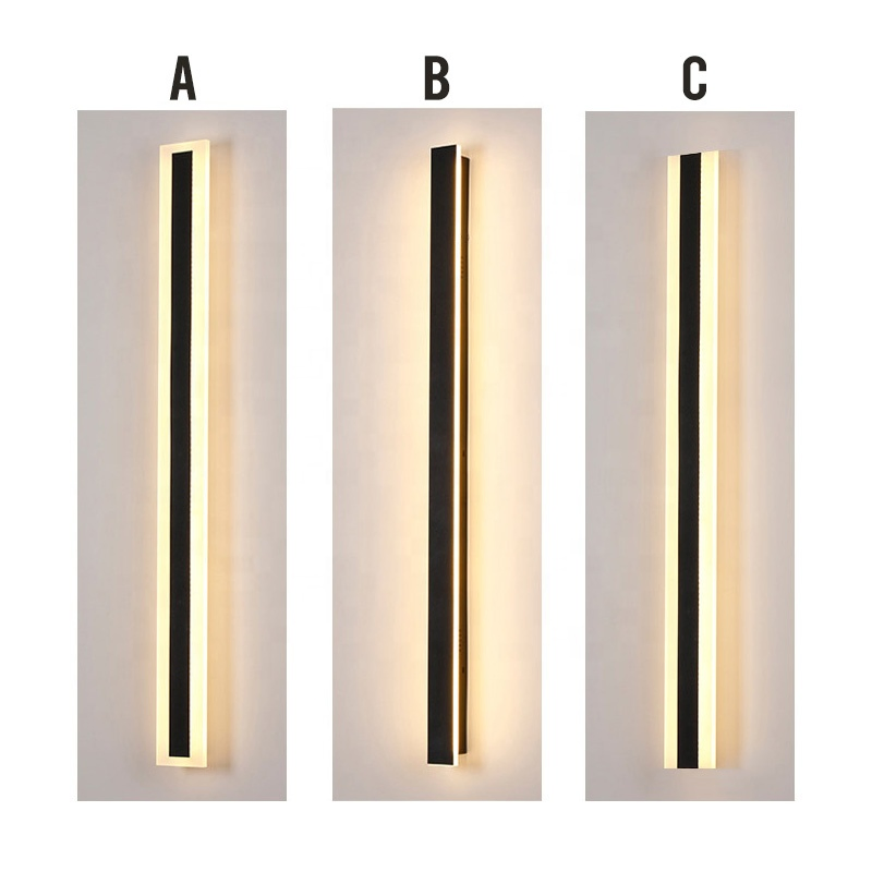 110V 220V Modern Decoration Outdoor Exterior Linear Strip Wall Lamp Outside Sconce LED Long Wall Light