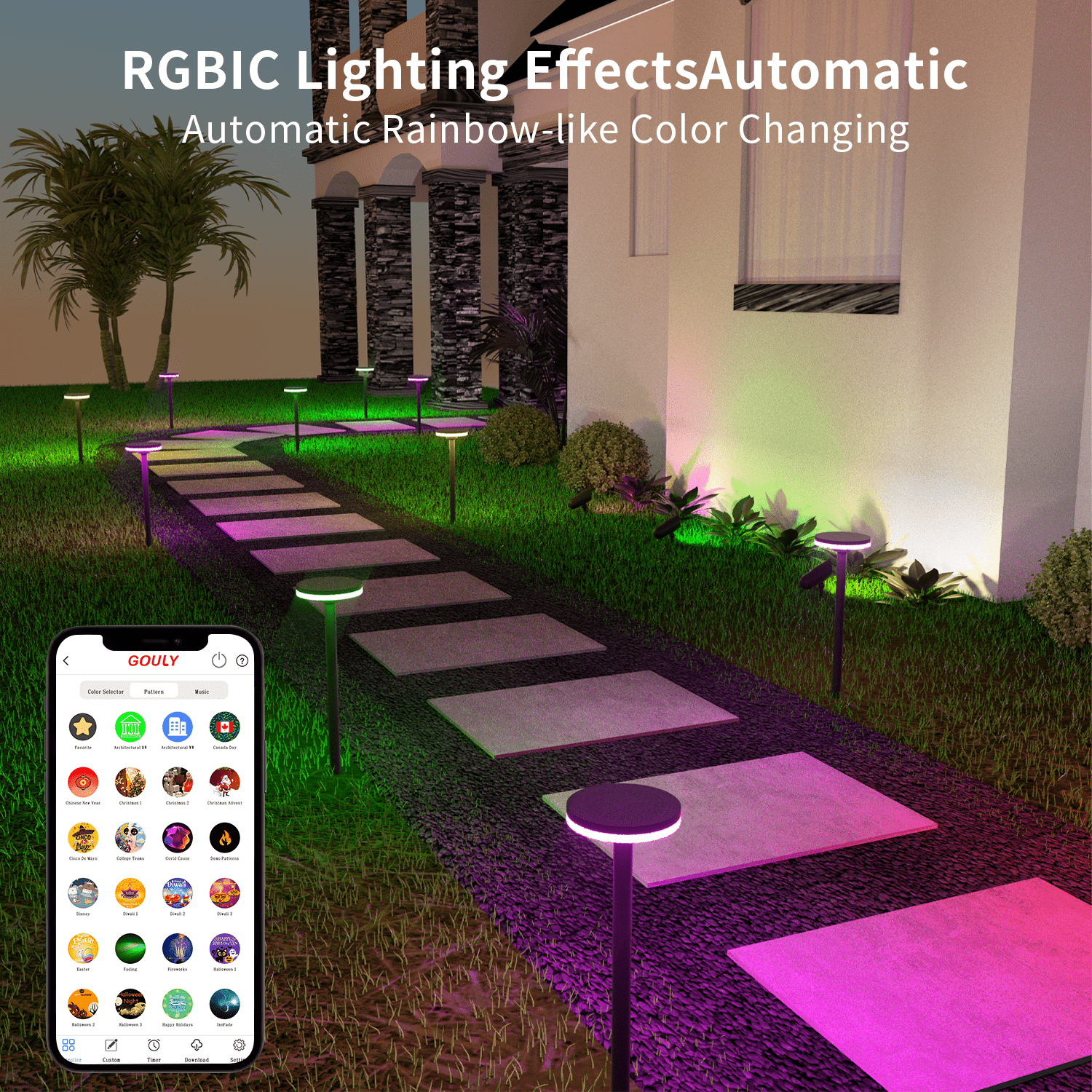 gouly Customisable Led Bollard Garden Lawn Light Ip65 Ip67 Waterproof 12w Umbrella Type Led Lawn Light