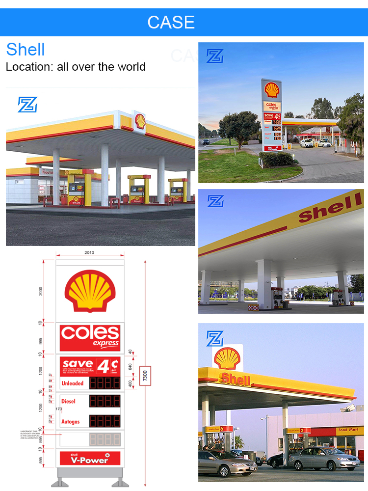 Wholesale Custom-made Stainless Steel Canopy LED Light Source 8-Year Lifespan Design Install Service for Gas Station Pylon Sign