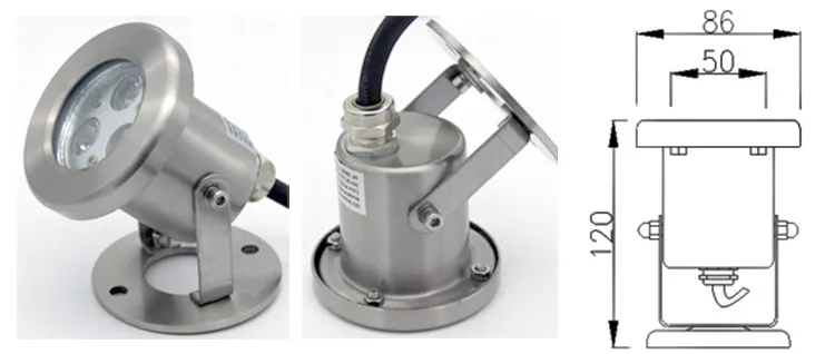 Outdoor 12V 24V IP68 Waterproof Stainless Steel LED Pool Fountain Underwater Light Specifications