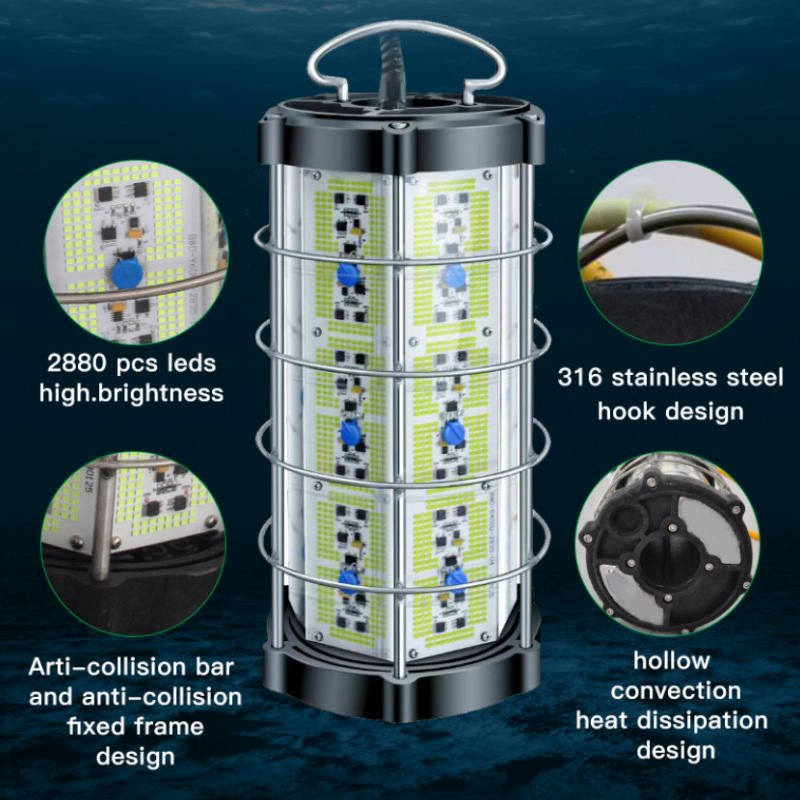 IP68 Underwater 1000W 2400W 3600W Fish Attracting Light LED Lure Fishing