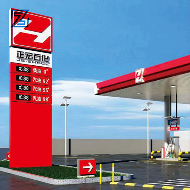 Wholesale Custom-made Stainless Steel Canopy LED Light Source 8-Year Lifespan Design Install Service for Gas Station Pylon Sign
