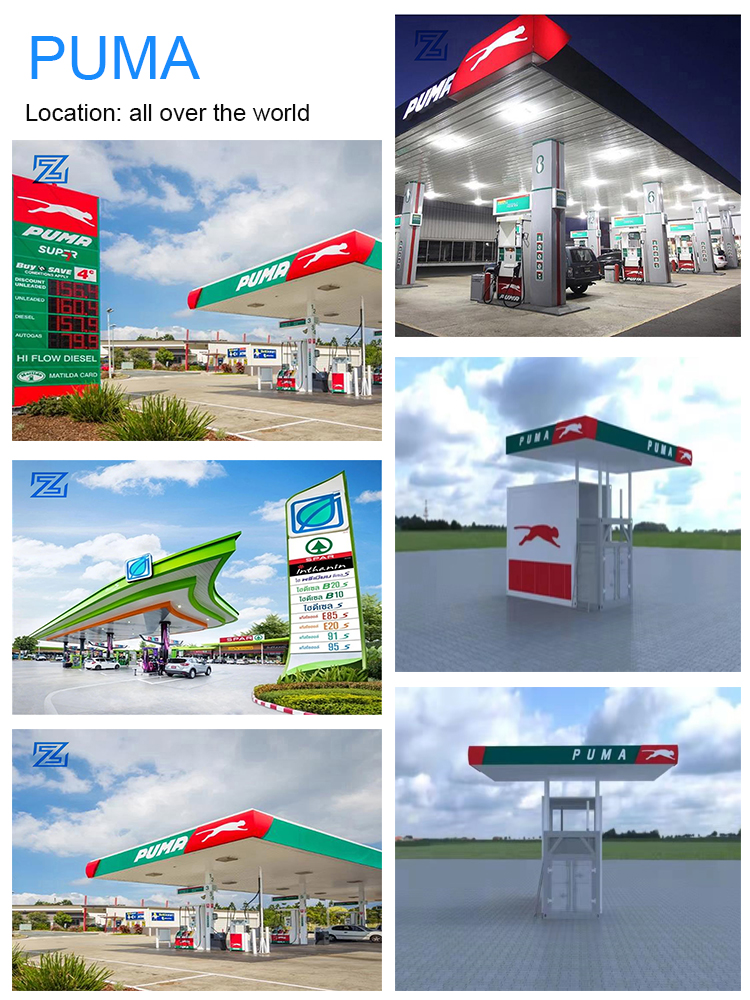 Wholesale Custom-made Stainless Steel Canopy LED Light Source 8-Year Lifespan Design Install Service for Gas Station Pylon Sign