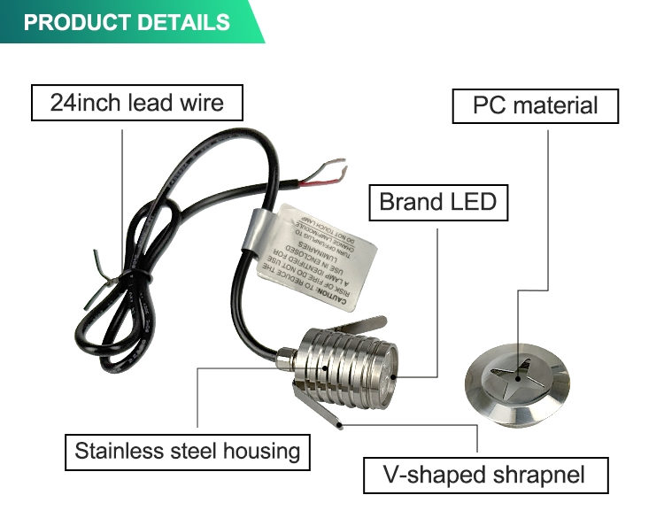 Stainless Steel Half Moon Parking Concrete Recessed Buried Mini IP67 Inground Light