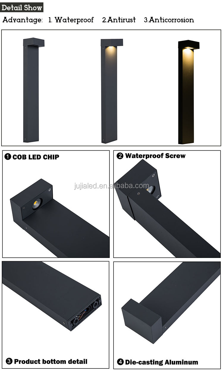 2024 Outdoor Led Bollard Landscape Light Aluminum DC12V DC24V AC220V Led Lawn Light 5w Led Garden Light 60cm High Garden Lamp