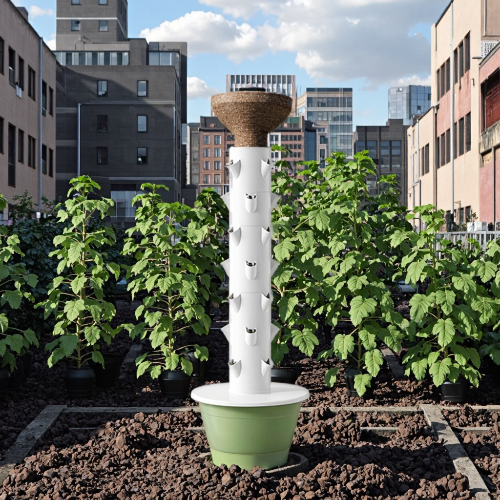 TSP-L7-28P-EU Hydroponic Grow Tower Aeroponic Eco-Friendly Food Grade Material With Pump For Home And Commercial Use
