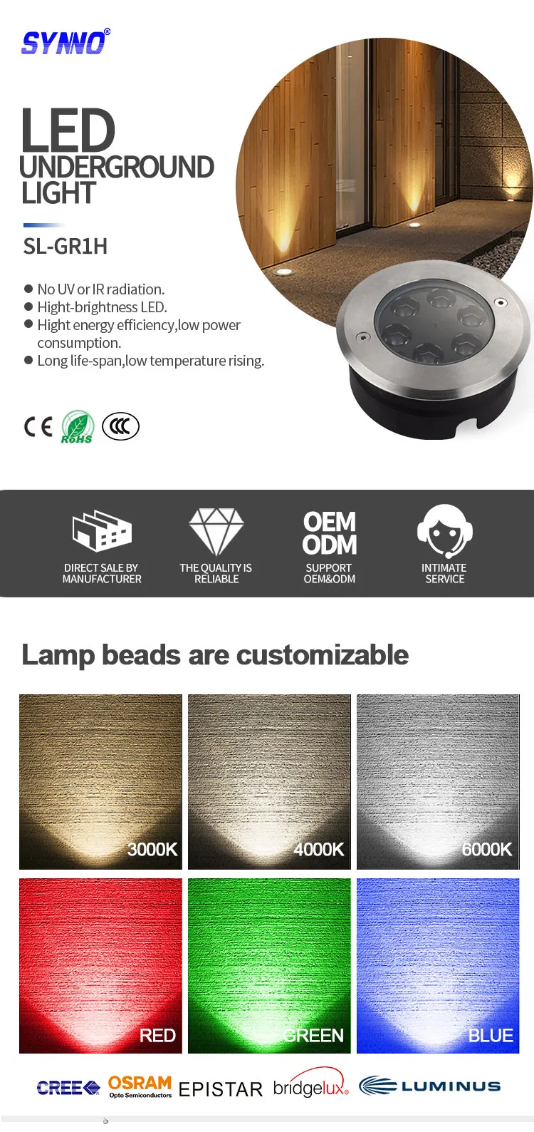 Pathway Garden Buried Inground Outdoor Waterproof IP65 LED Underground Light