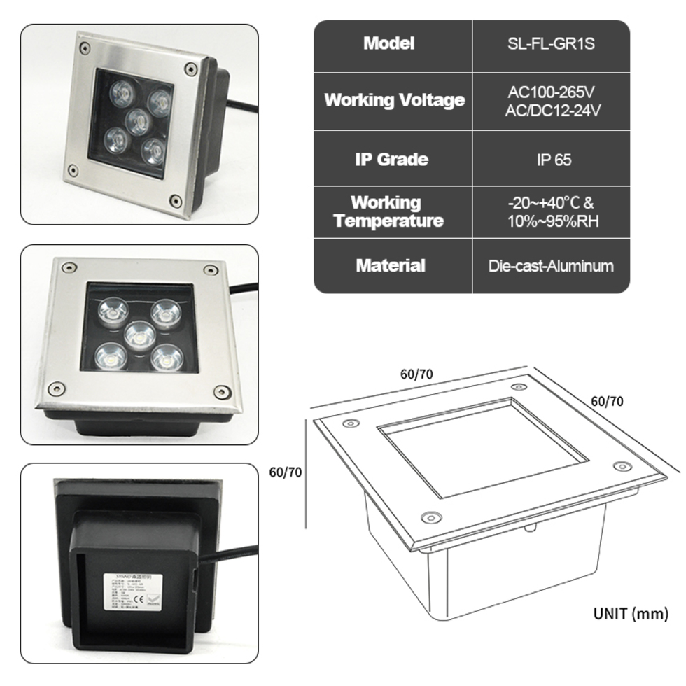 Aluminum Pathway Landscape Step Lamp Square Underground Light LED Inground Light