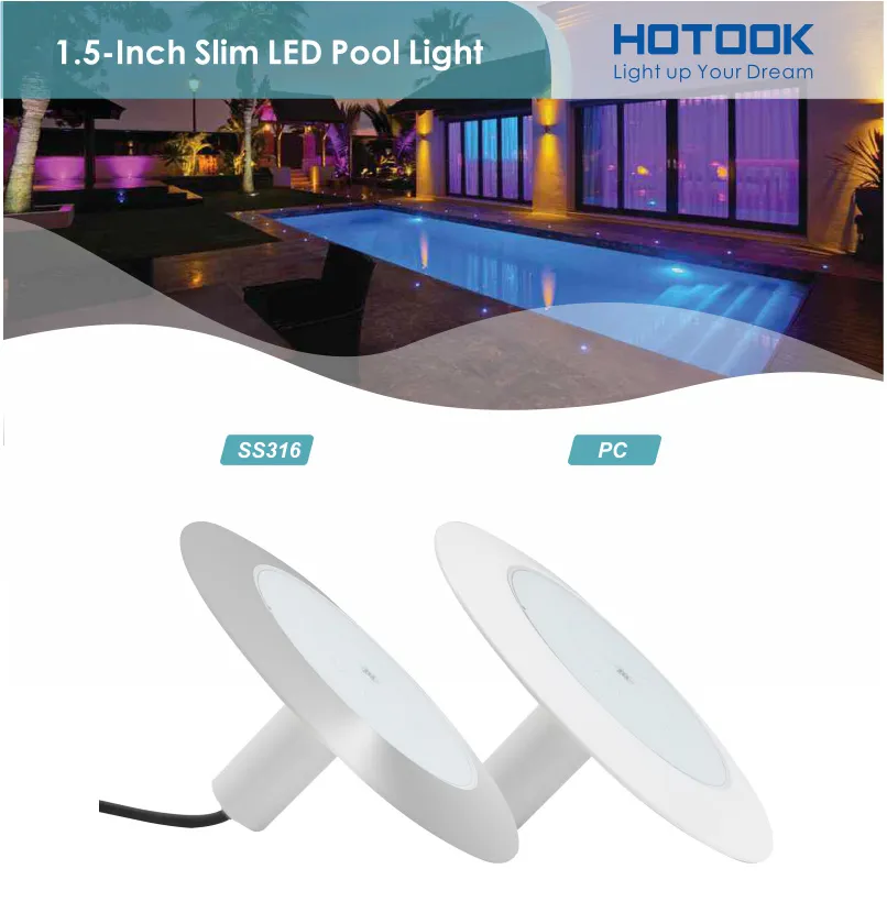 Ultra Thin Plat Diving Light 12V 24V RGB Color Changing Underwater Pool Light