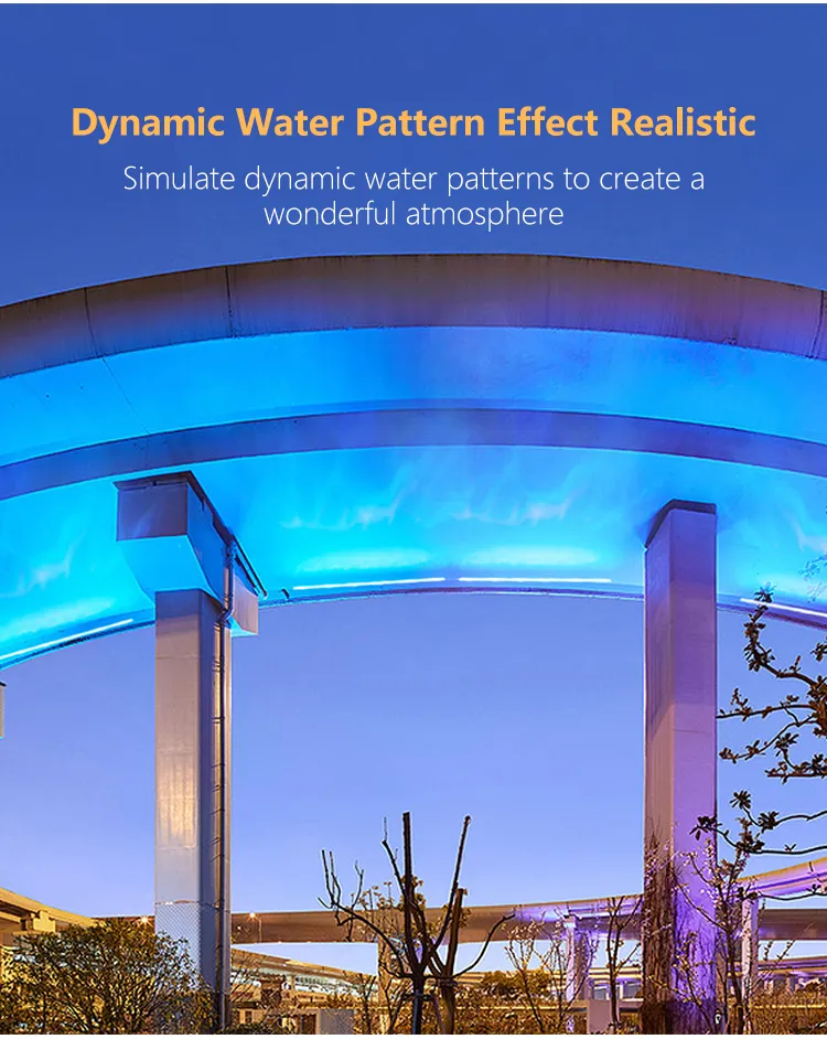 Outdoor Dynamic LED Water Wave Ripple Light Wall Washer RGBW 4 in 1 Water Pattern Building Landscape Light