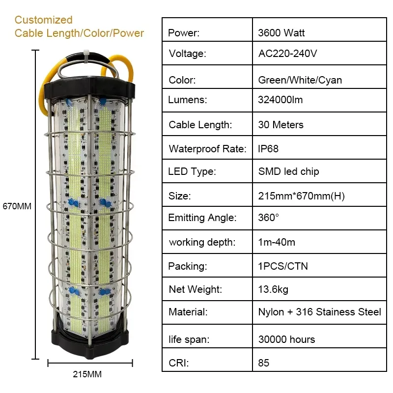 LED underwater fishing light