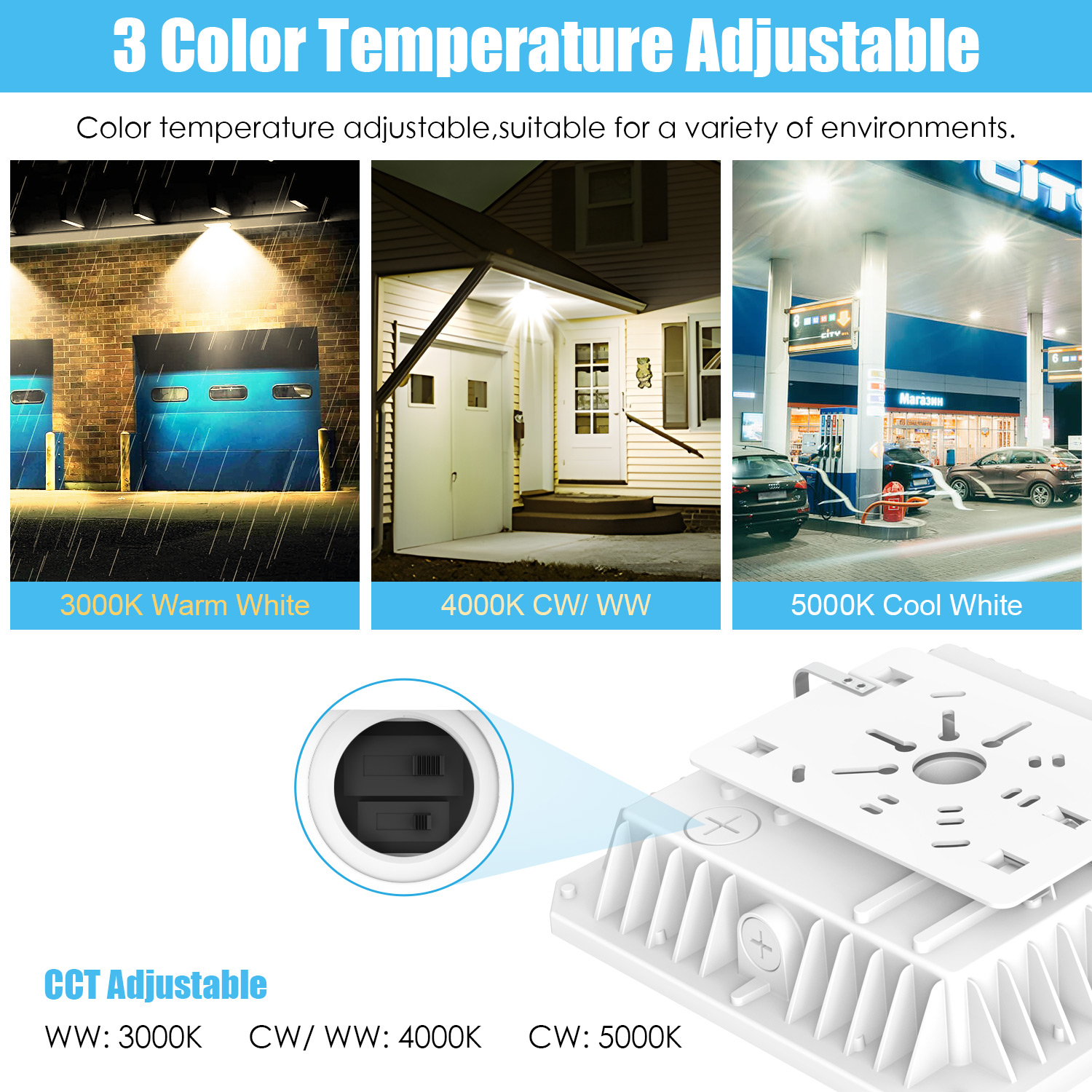 LED Canopy Parking Lot Light 100W 5000K IP65 Petrol Station Aluminium Garage Warehouse Landscape Office 5-Year Warranty