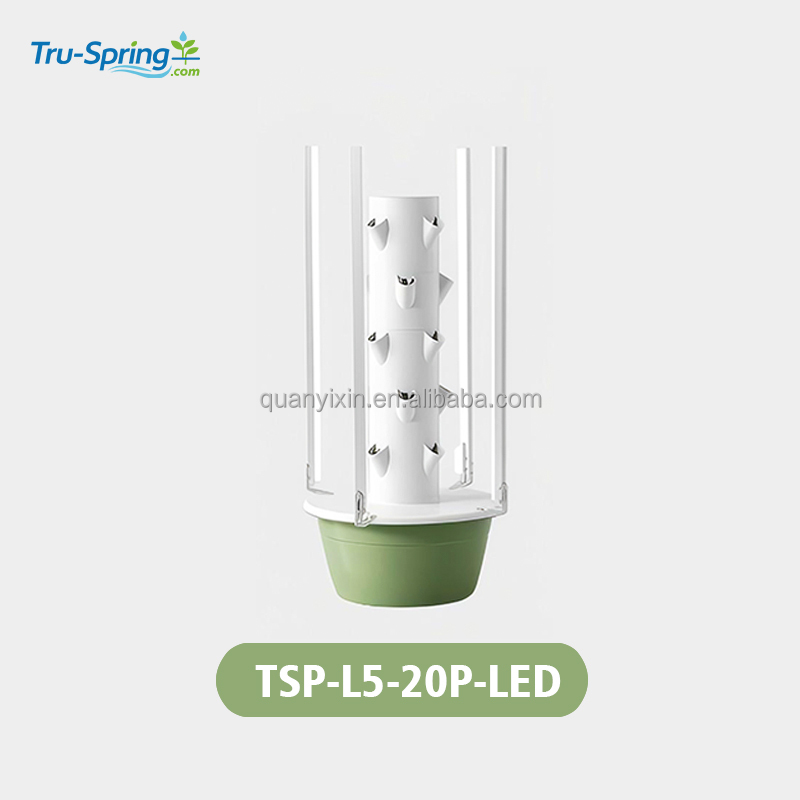 5 Layer Vertical Hydroponic Tower With LED Grow Light Soilless Gardening System With CE Standards