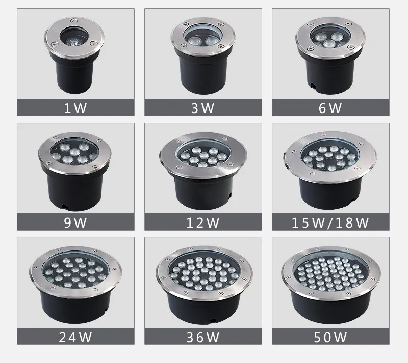 LED Round Waterproof IP67 Stainless Steel Outdoor Floor Recessed Underground Inground Garden Light