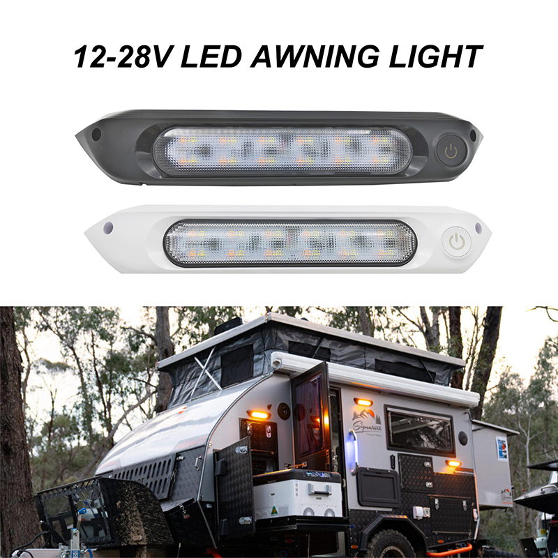 DC12-28V Dimmable RV LED Awning Porch Light, Touch Control Exterior Scene Light for Trailer Caravan Campervan Motorhome Canopy
