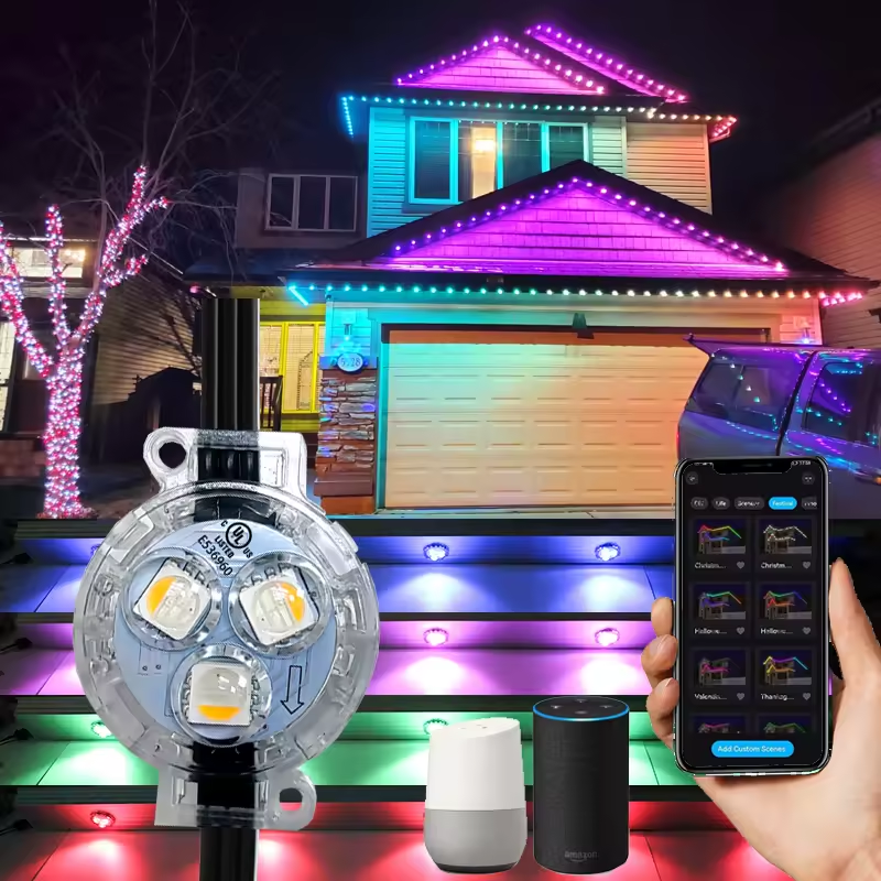 SHIJI 30mm RGBW Waterproof Smart Led Pixel Point Light Ip67 Outdoor Permanent Christmas Track Lights